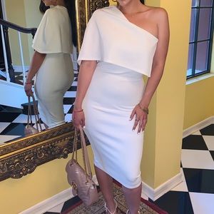 Missguided white midi dress with cape sleeve